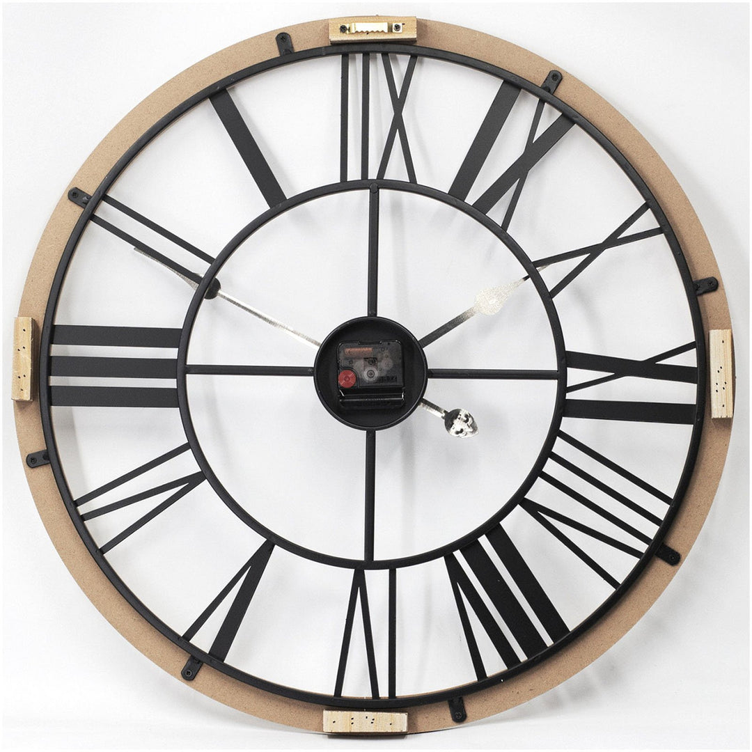 Toki Richard Skeleton Roman Wood Metal Wall Clock 60cm 23074 2