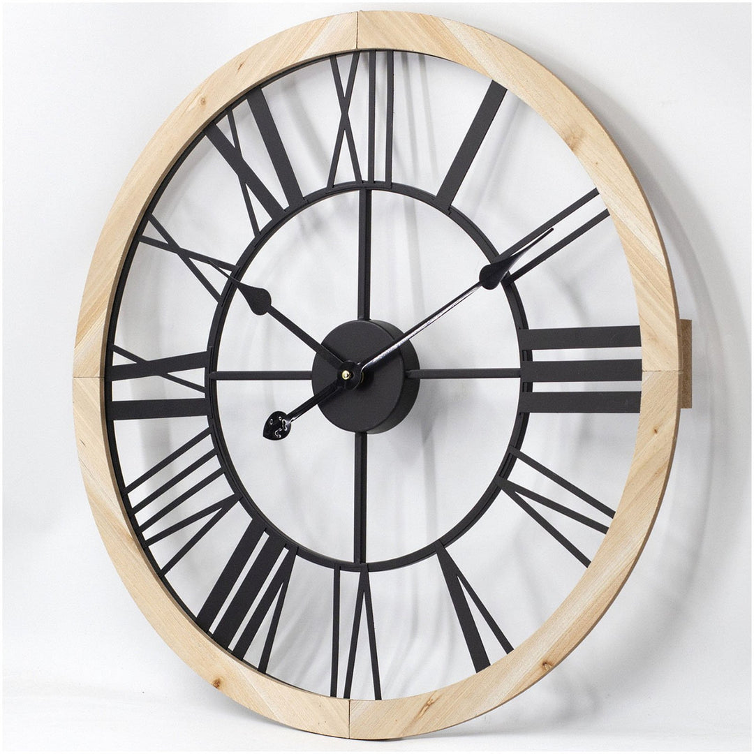 Toki Richard Skeleton Roman Wood Metal Wall Clock 60cm 23074 3