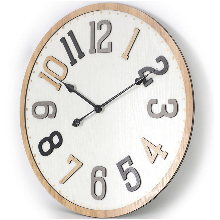 Toki Teddy Embossed Numbers Wooden Wall Clock 60cm 23070 3