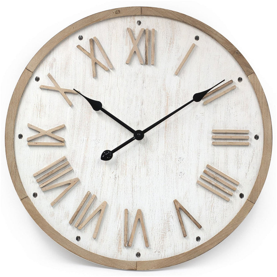 Toki Theo Embossed Roman Wooden Wall Clock 60cm 23071 1