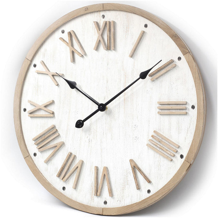 Toki Theo Embossed Roman Wooden Wall Clock 60cm 23071 3