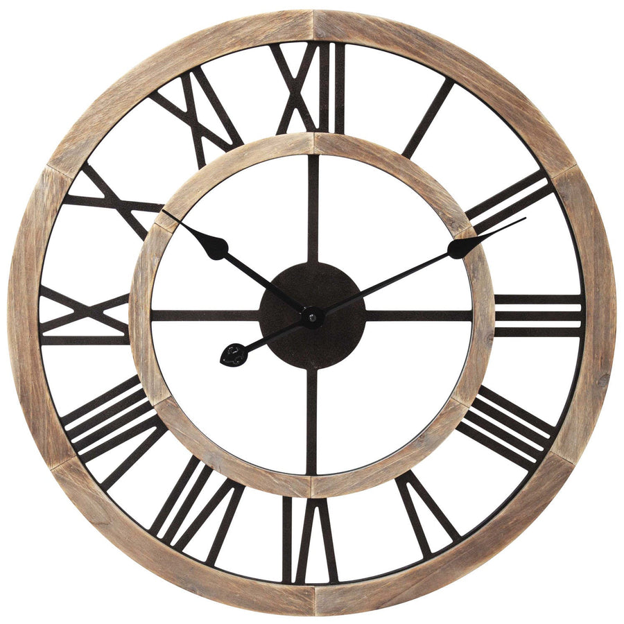 Toki Toni Floating Roman Wooden Wall Clock Black Brown 60cm 23124 1
