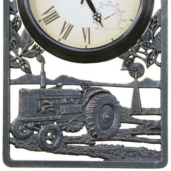 Tractor Cast Aluminium Thermometer Outdoor Wall Clock Bottom 72cm CT-C13