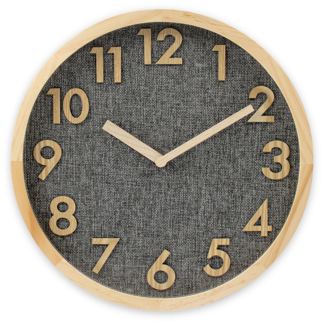 Victory Andy Dark Linen Dial Wooden Wall Clock 35cm CDY-1307 2