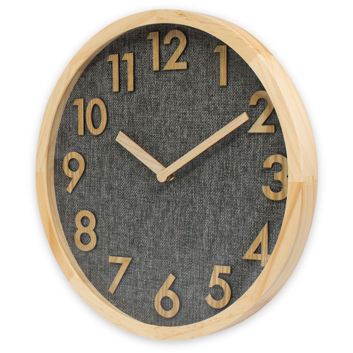 Victory Andy Dark Linen Dial Wooden Wall Clock 35cm CDY-1307 3