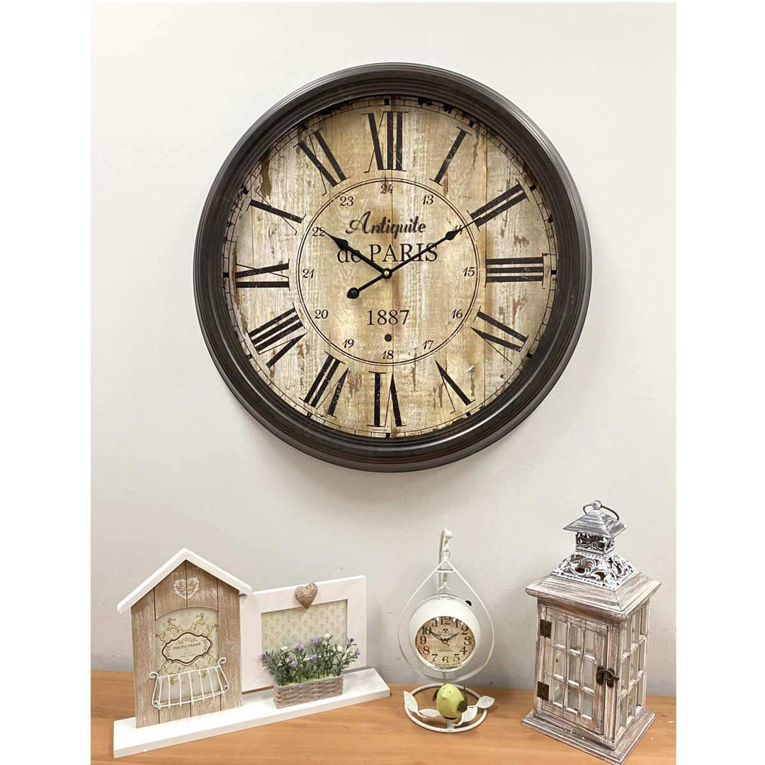 Victory Antique De Paris Distressed Vintage Metal Wall Clock 60cm CHH-344 6