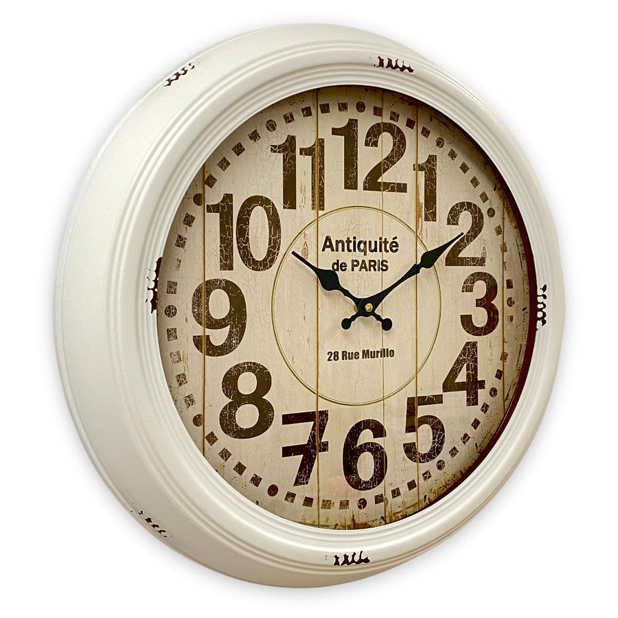 Victory Antiquite De Paris Vintage Metal Wall Clock White 46cm CHH-551WHT 1