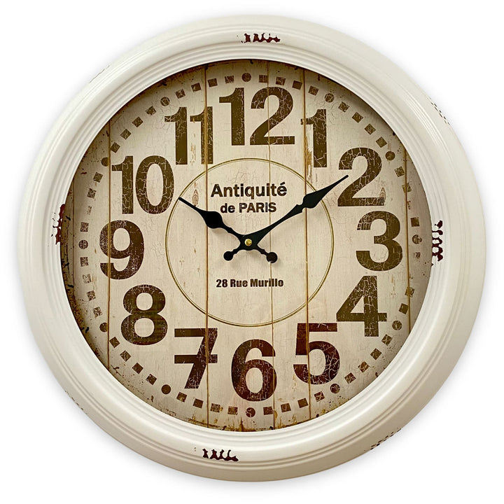 Victory Antiquite De Paris Vintage Metal Wall Clock White 46cm CHH-551WHT 2