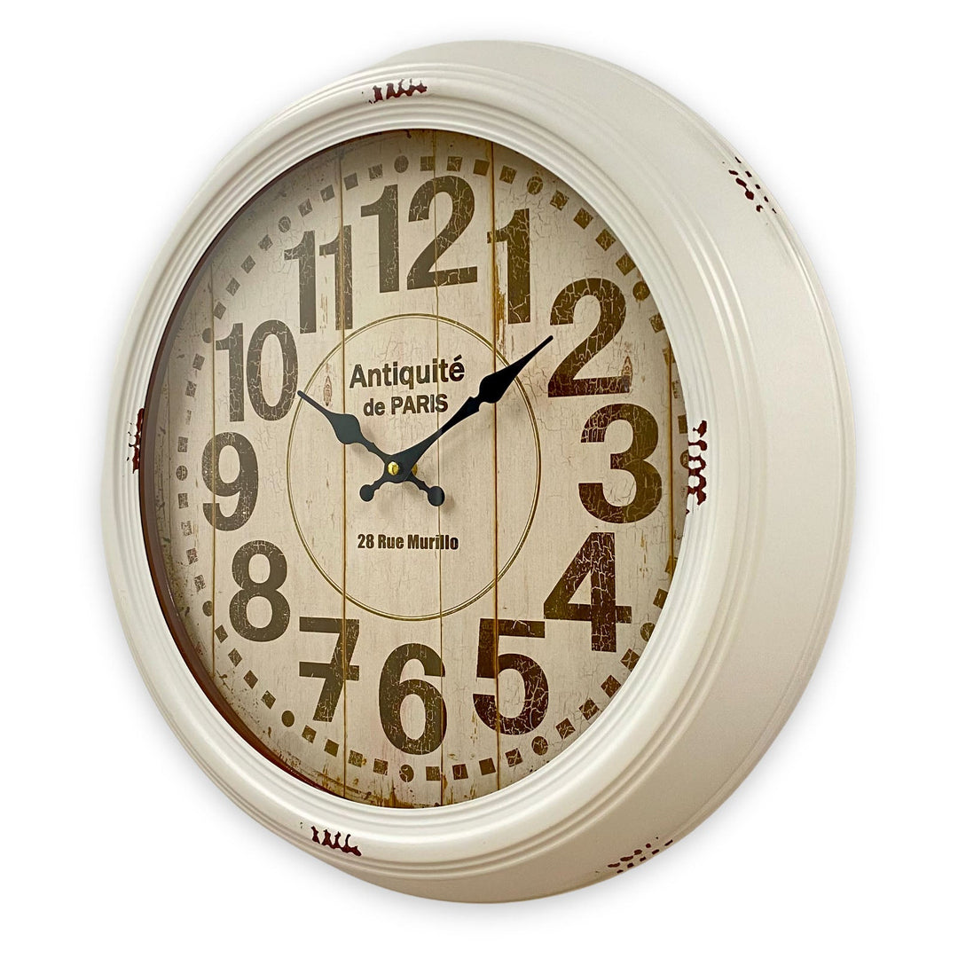 Victory Antiquite De Paris Vintage Metal Wall Clock White 46cm CHH-551WHT 3