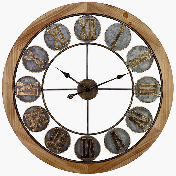 Victory Aramis Floating Roman Discs Metal Wood Wall Clock 80cm CEW 1907 2