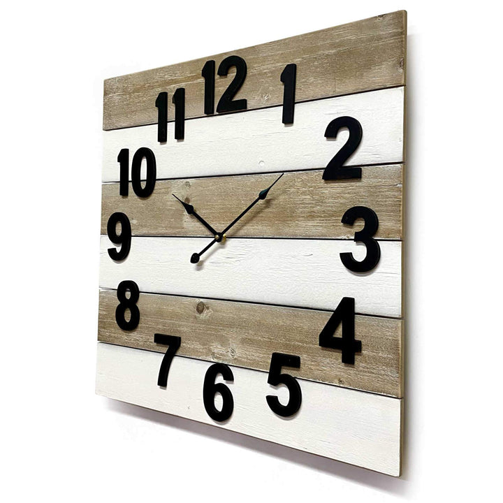 Victory Armadel Square Wooden Panels Wall Clock 60cm CBA-5178 2