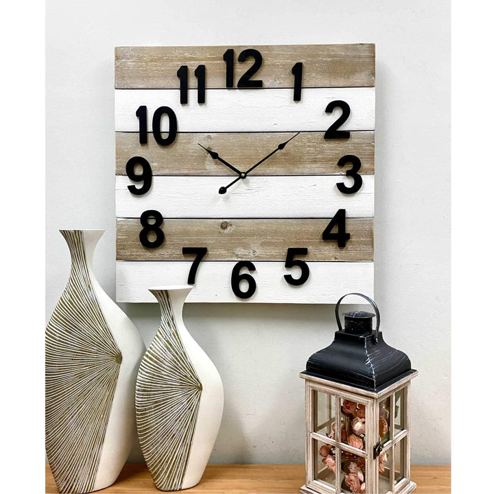Victory Armadel Square Wooden Panels Wall Clock 60cm CBA-5178 7