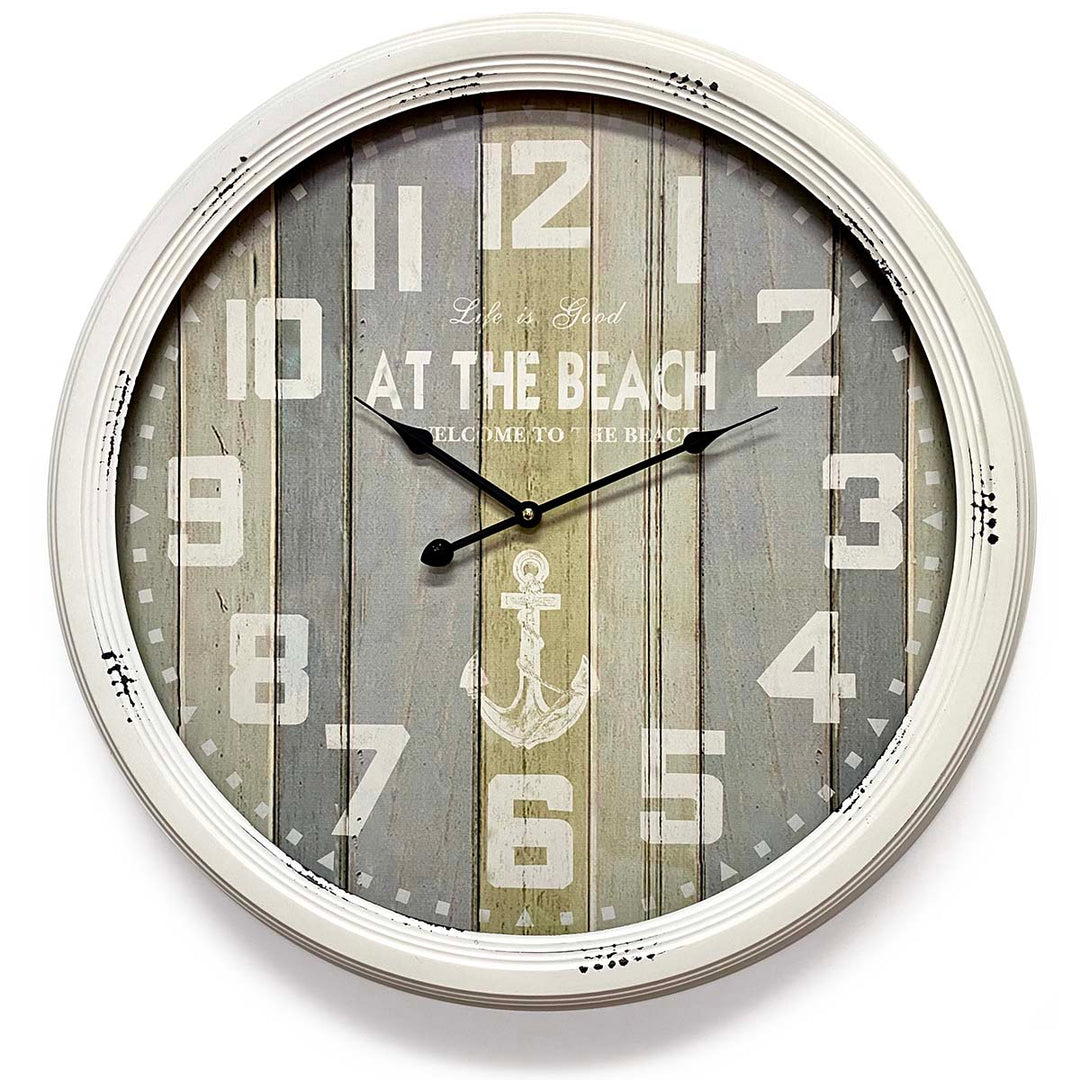 Victory At The Beach Extra Large Vintage Metal Wall Clock White 62cm CHH 322 2