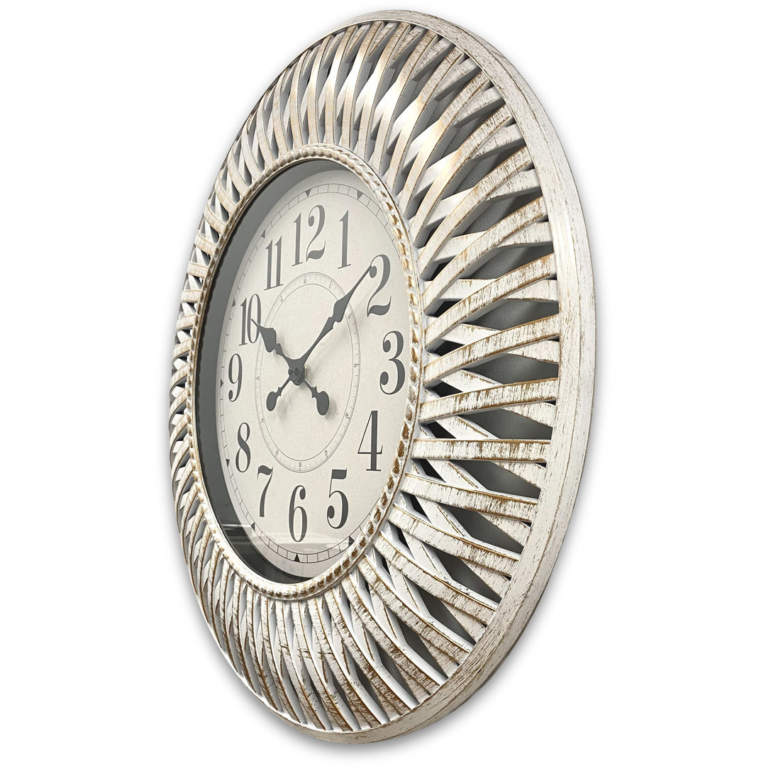 Victory Beax Arts Distressed Hatched Pattern Wall Clock White 61cm CWH-6012W 4