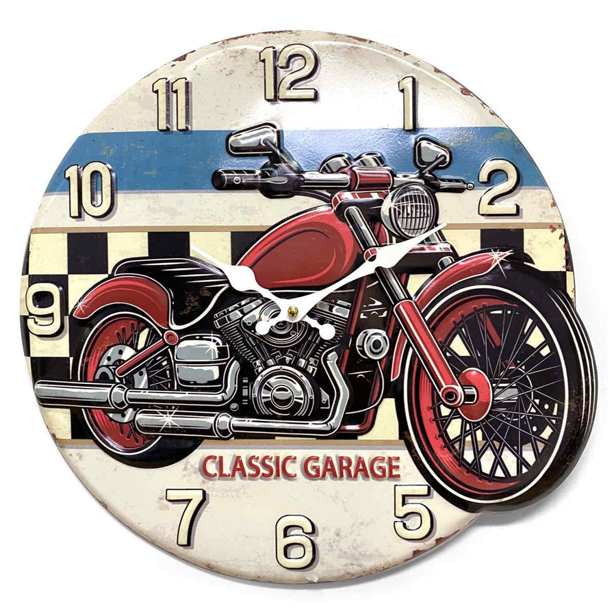 Victory Classic Garage Motorcycle Stamped Iron Wall Clock 42cm CHH-A2 1