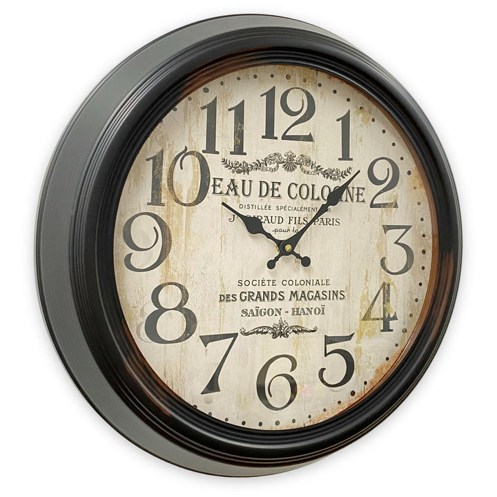 Victory Eau De Cologne Vintage Metal Wall Clock Black 46cm CHH-554BLK 1