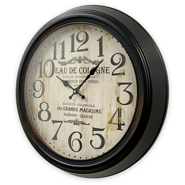 Victory Eau De Cologne Vintage Metal Wall Clock Black 46cm CHH-554BLK 3