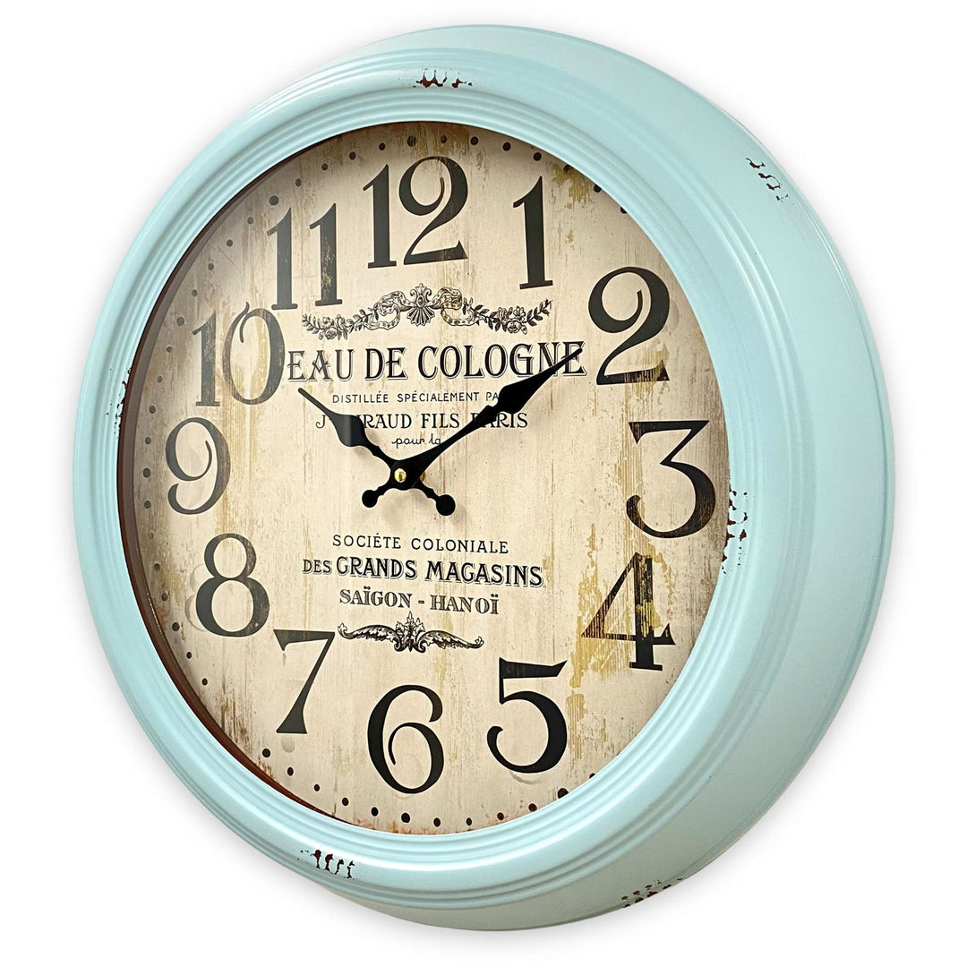 Victory Eau De Cologne Vintage Metal Wall Clock Blue 46cm CHH-554BLU 3