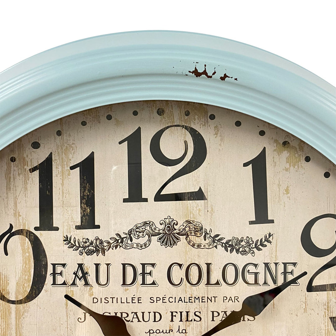 Victory Eau De Cologne Vintage Metal Wall Clock Blue 46cm CHH-554BLU 5