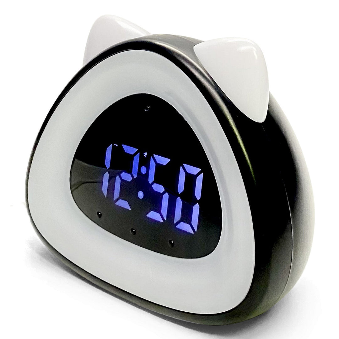 Victory Eurie Cat Ears Multifunctional Digital Desk Clock Black 14cm VGW-733black 4