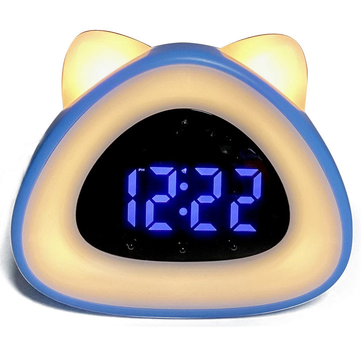 Victory Eurie Cat Ears Multifunctional Digital Desk Clock Blue 14cm VGW-733blue 2