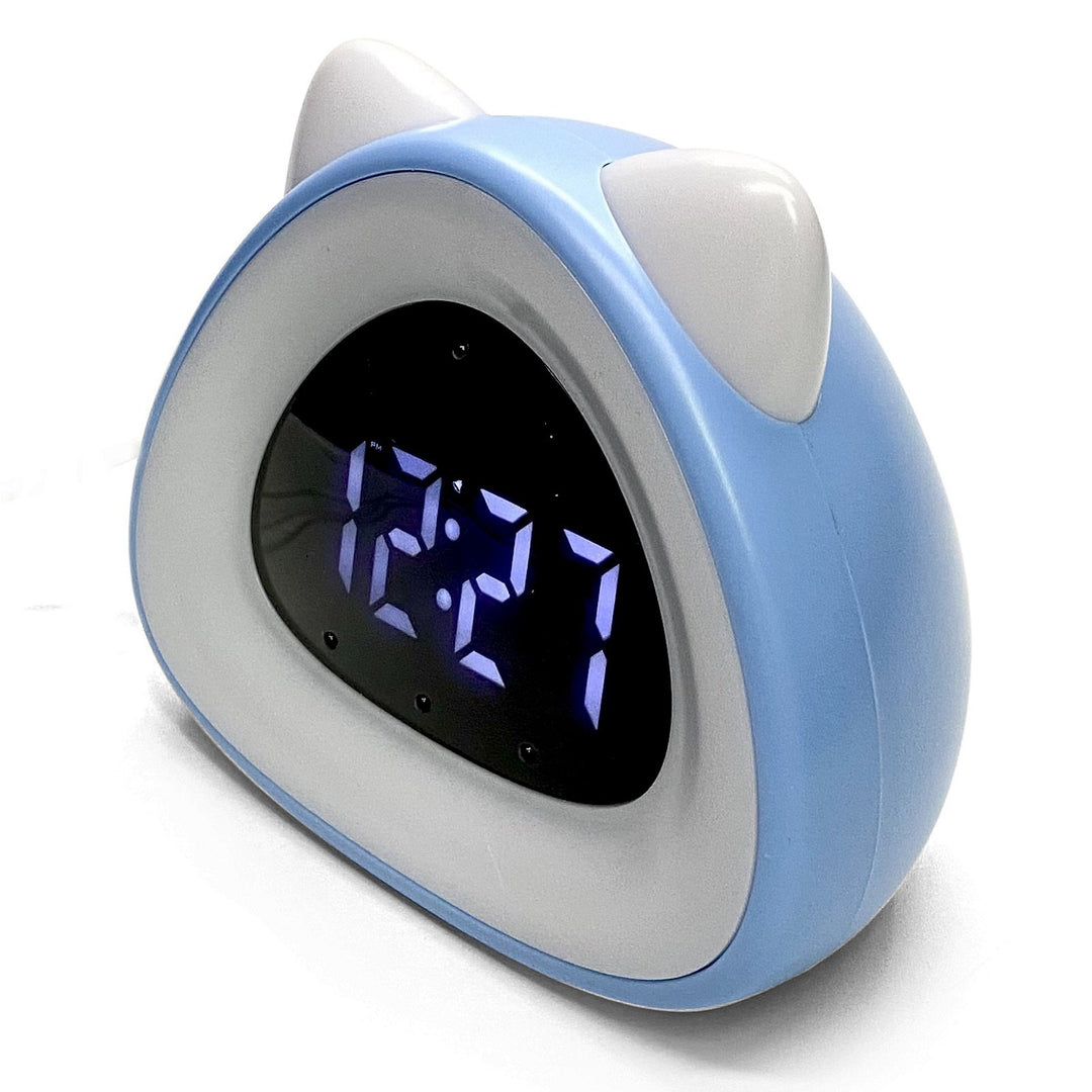 Victory Eurie Cat Ears Multifunctional Digital Desk Clock Blue 14cm VGW-733blue 4