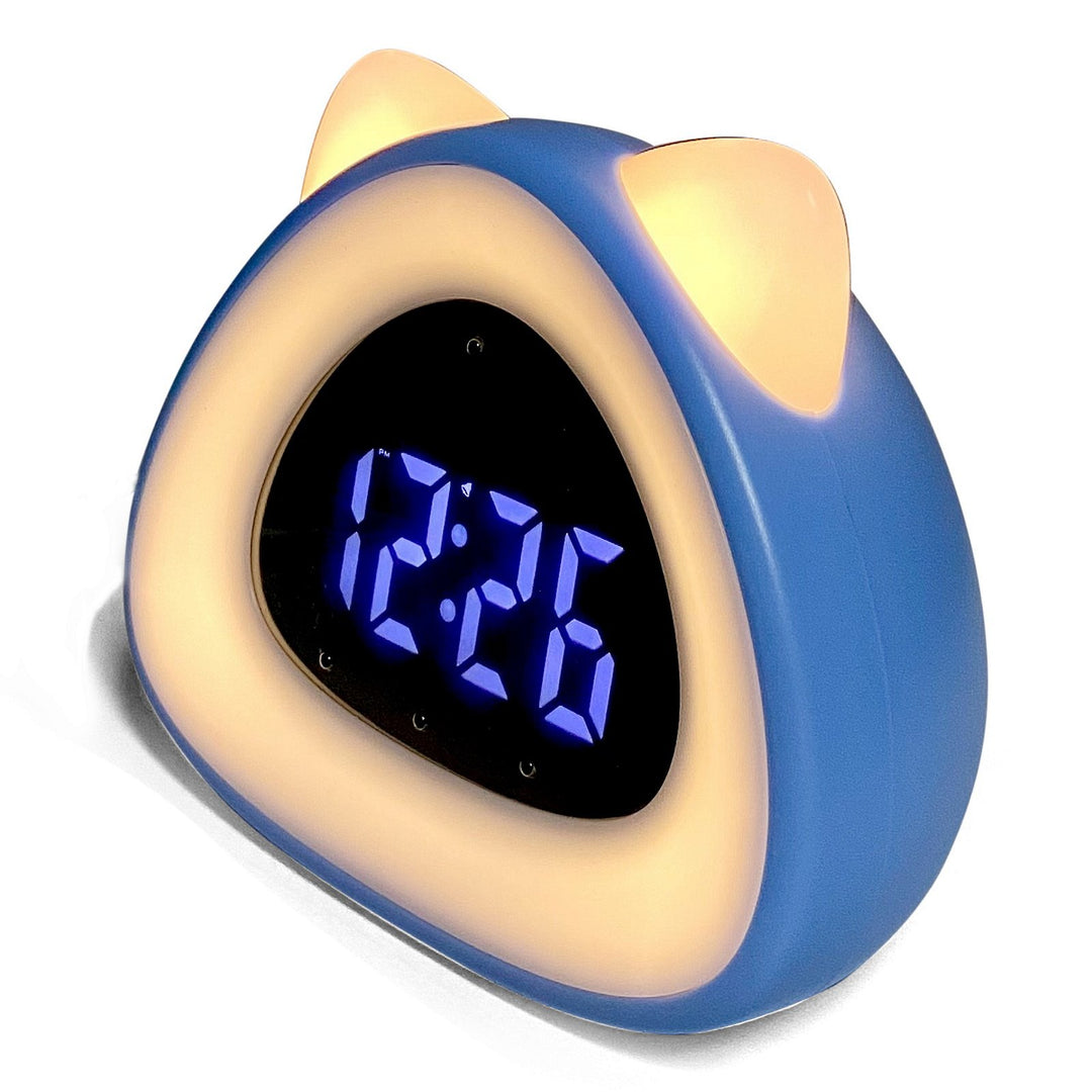 Victory Eurie Cat Ears Multifunctional Digital Desk Clock Blue 14cm VGW-733blue 5