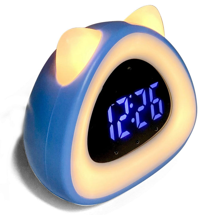 Victory Eurie Cat Ears Multifunctional Digital Desk Clock Blue 14cm VGW-733blue 7