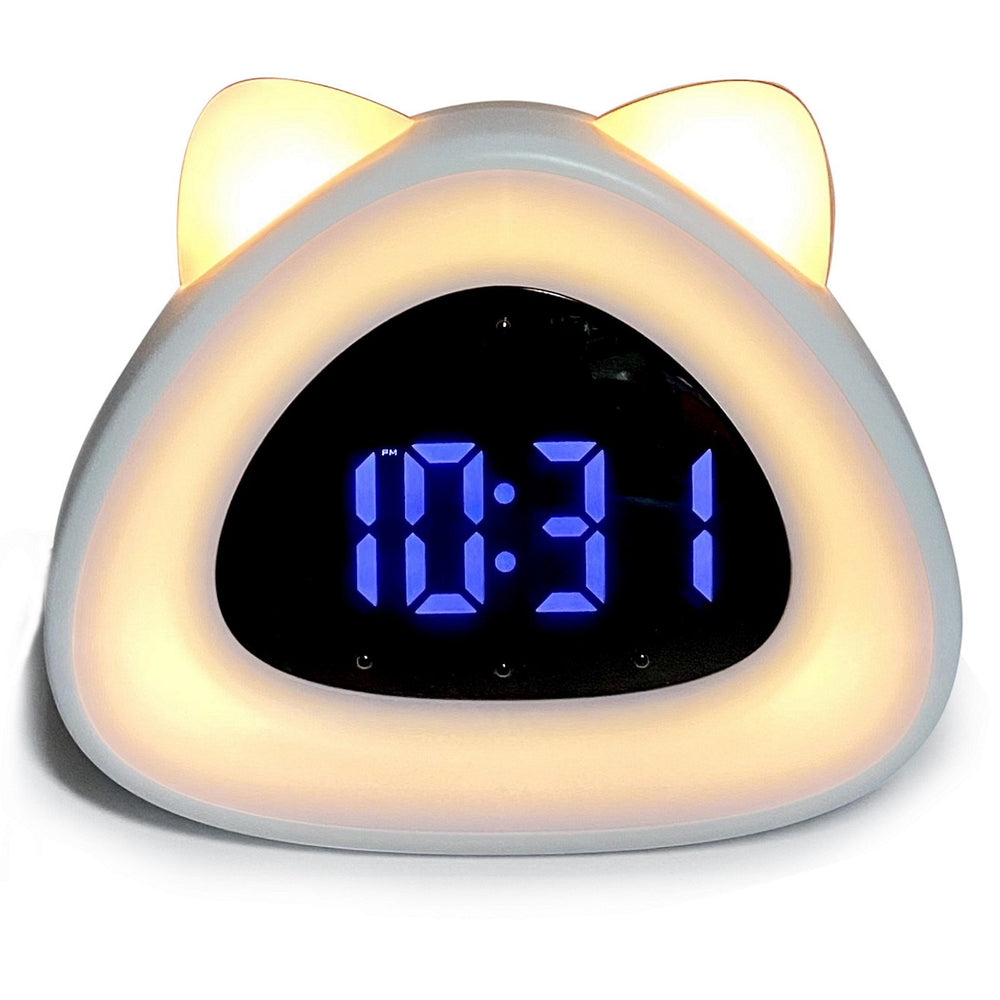 Victory Eurie Cat Ears Multifunctional Digital Desk Clock White 14cm VGW-733white 2
