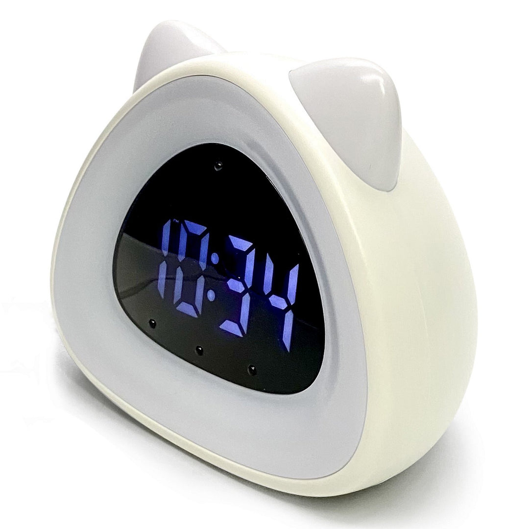 Victory Eurie Cat Ears Multifunctional Digital Desk Clock White 14cm VGW-733white 4