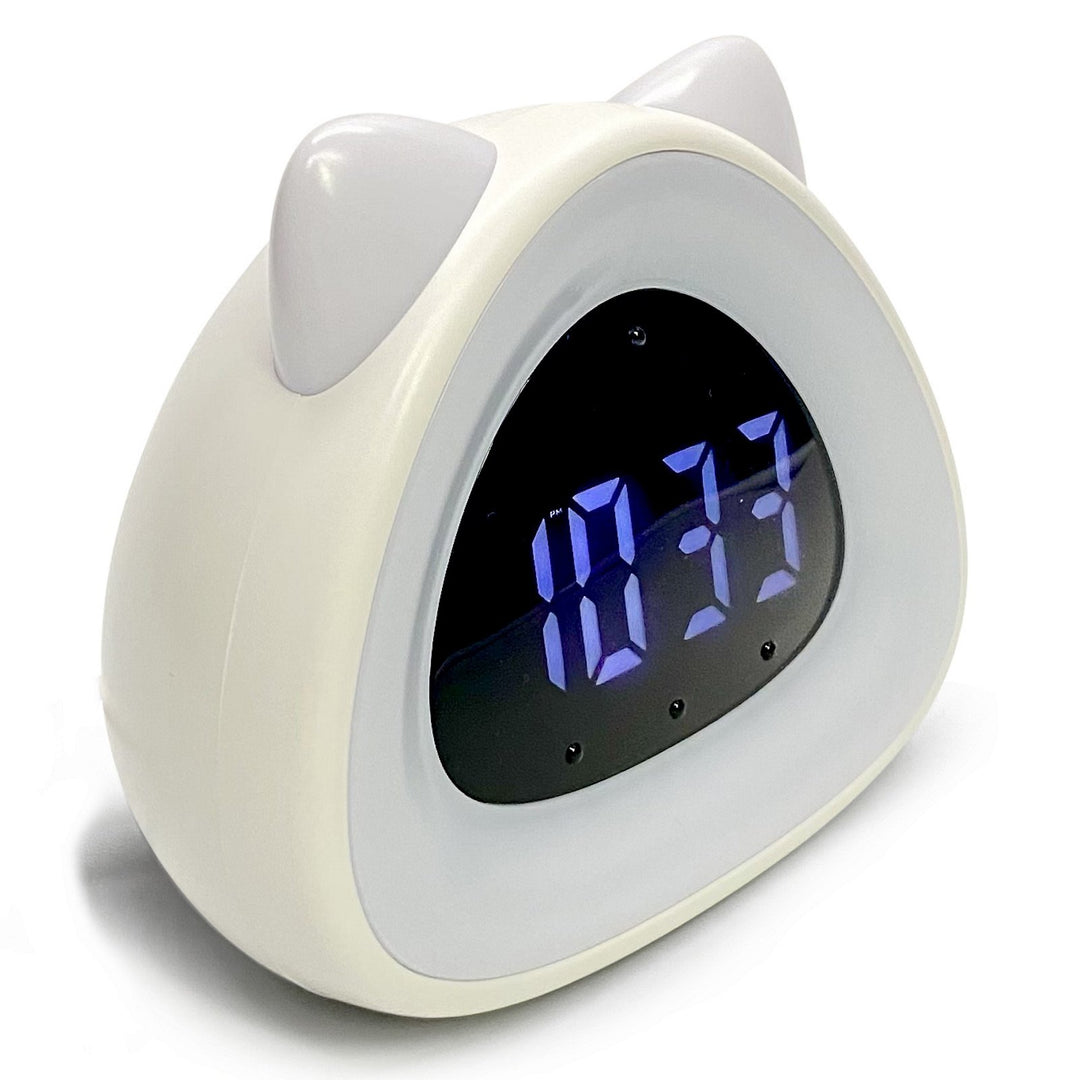 Victory Eurie Cat Ears Multifunctional Digital Desk Clock White 14cm VGW-733white 6