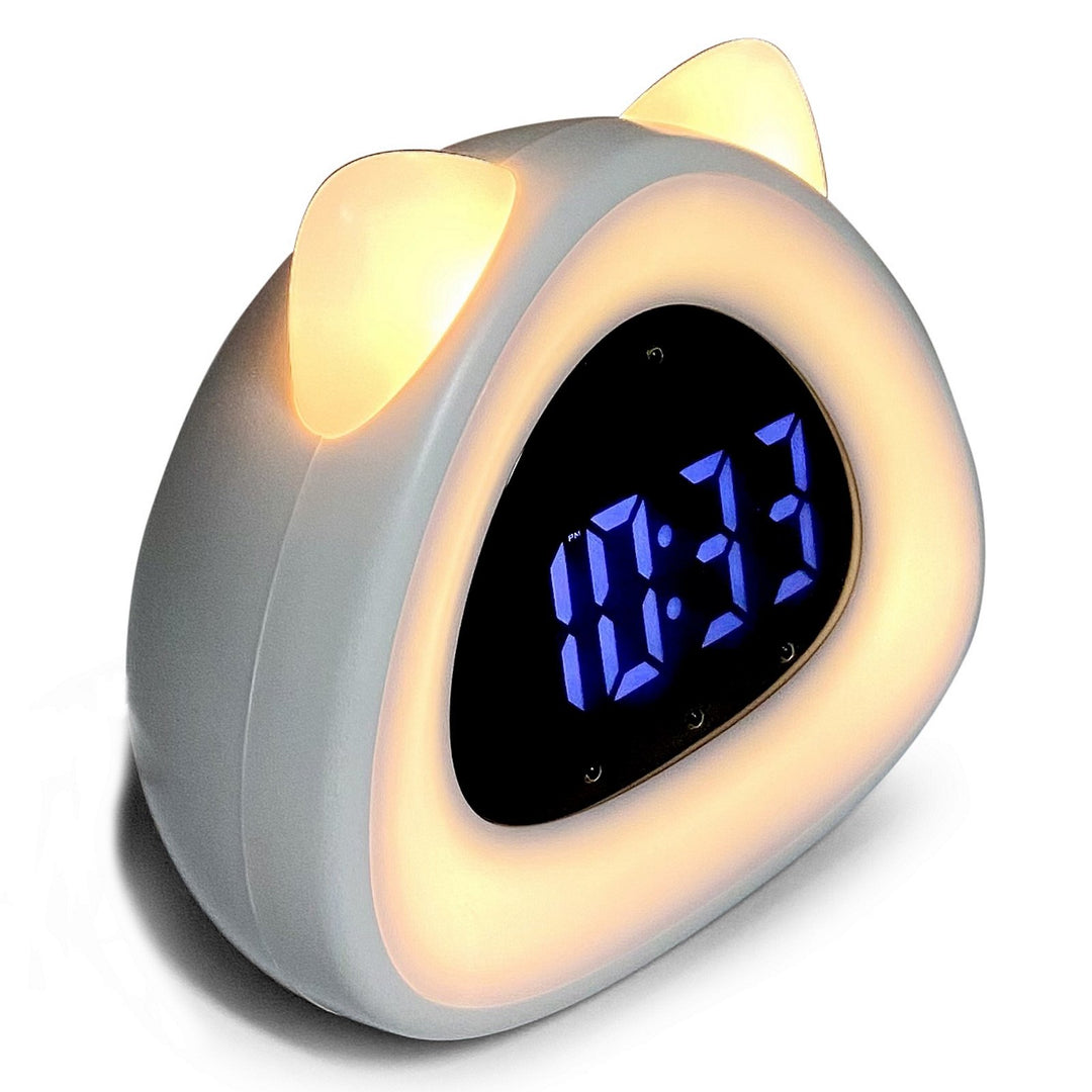 Victory Eurie Cat Ears Multifunctional Digital Desk Clock White 14cm VGW-733white 7