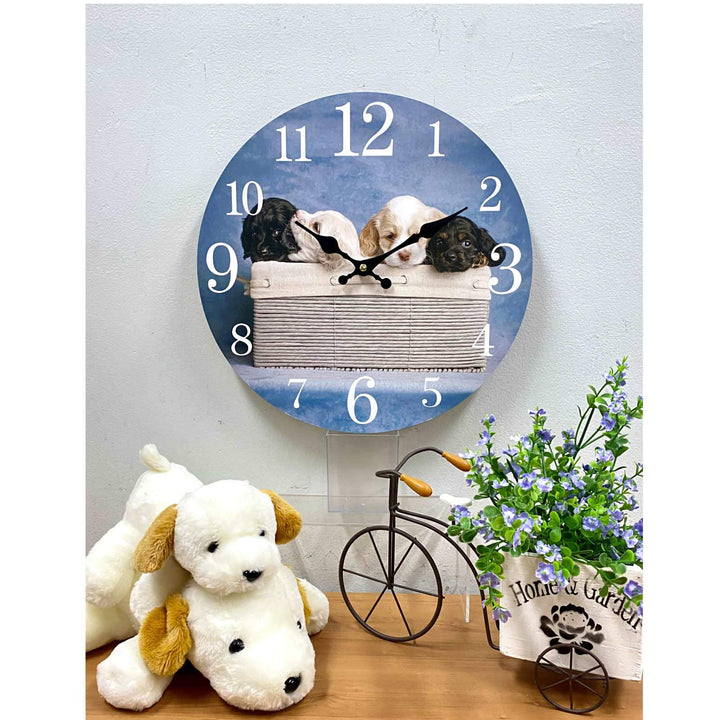 Victory Four Pups Open Face Wall Clock 34cm CBA-423G 2