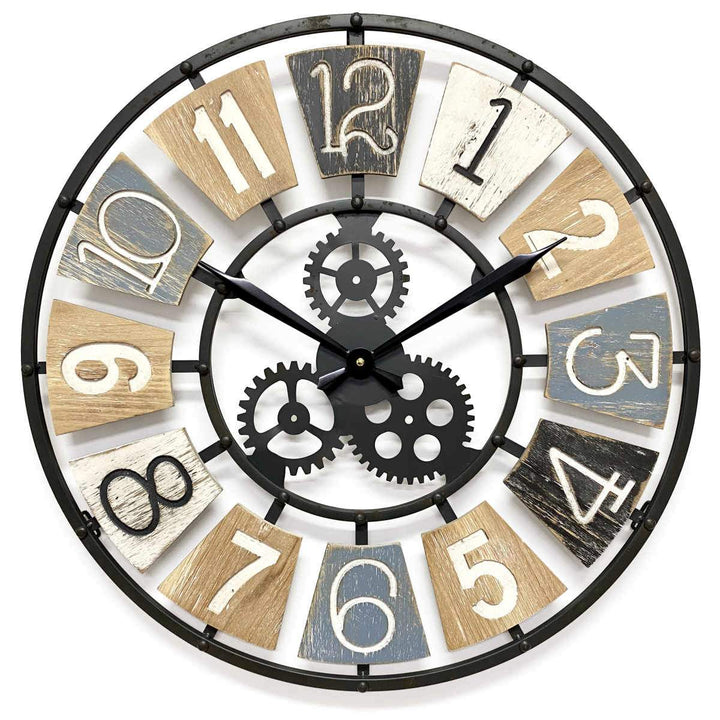Victory Harland Metal and Wood Gears Wall Clock 60cm CHH-884 1