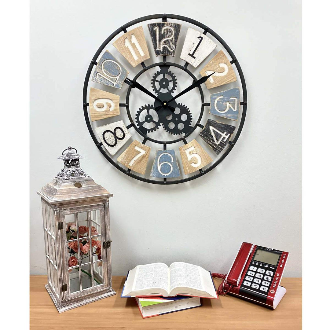 Victory Harland Metal and Wood Gears Wall Clock 60cm CHH-884 4