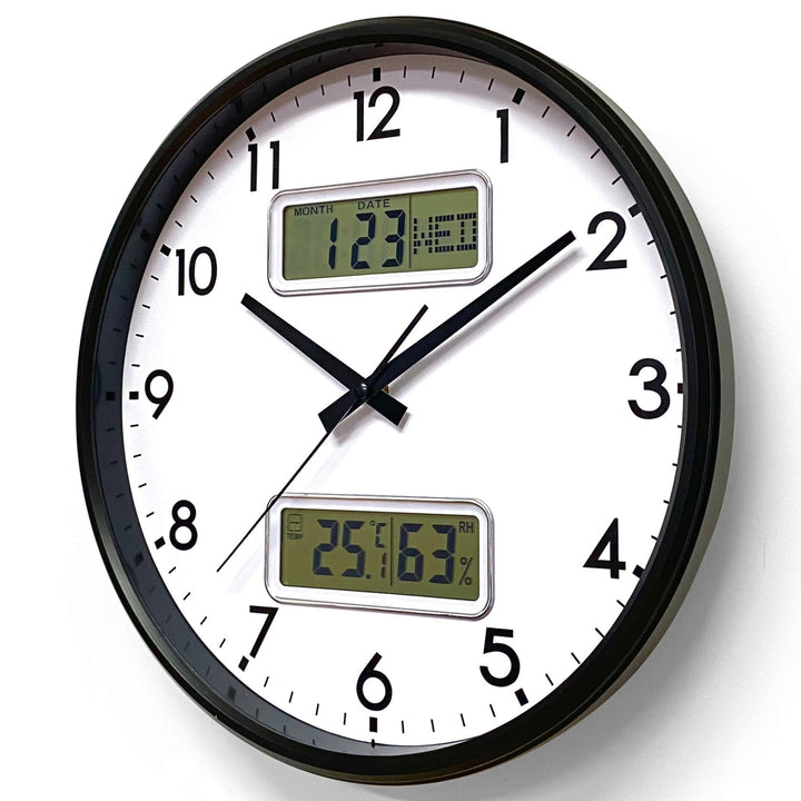 Victory Hayes Analog with Digital Date Day Temp Hygro Wall Clock Black 32cm CJB-236B 3