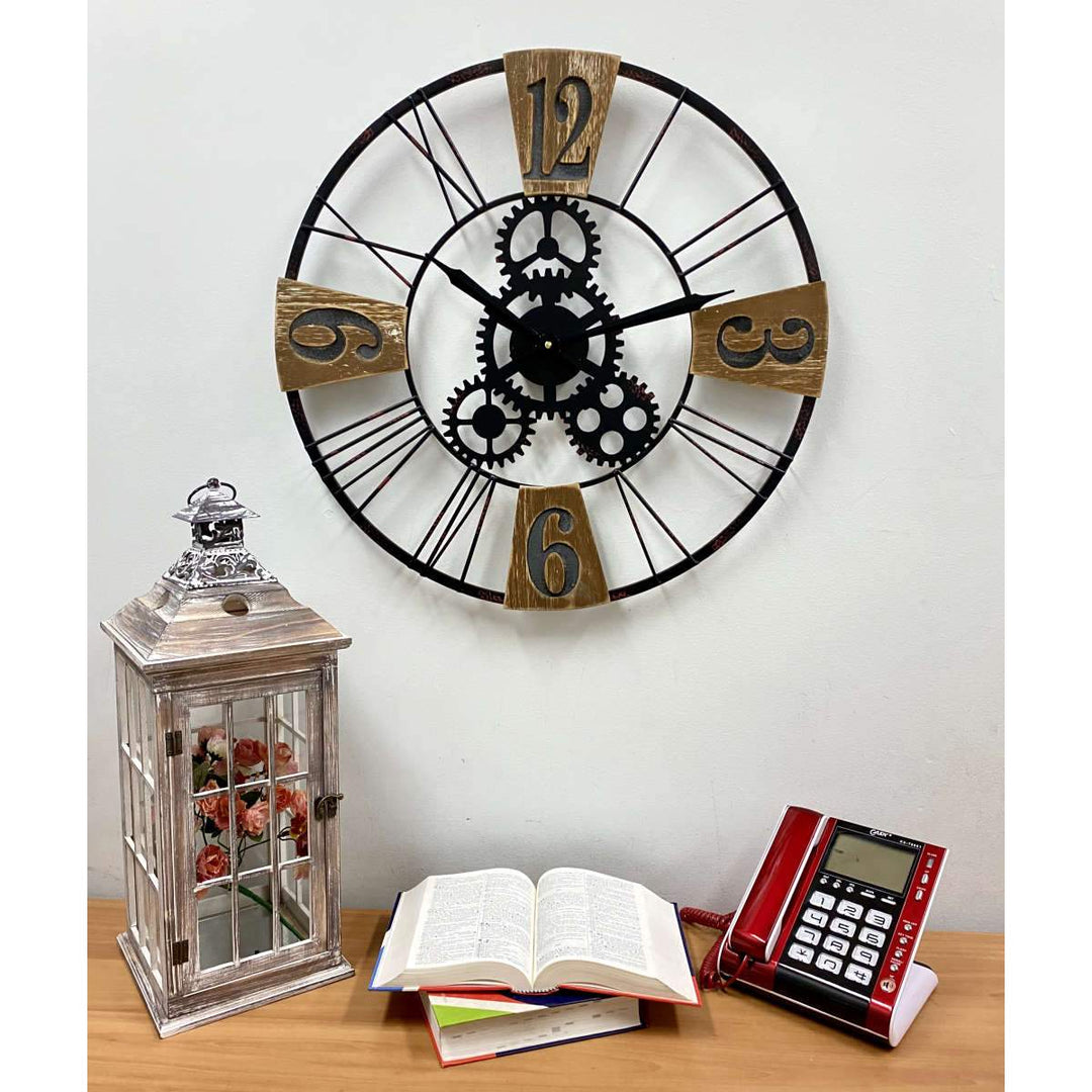 Victory Hendrix Metal and Wood Gears Wall Clock 60cm CHH-883 4