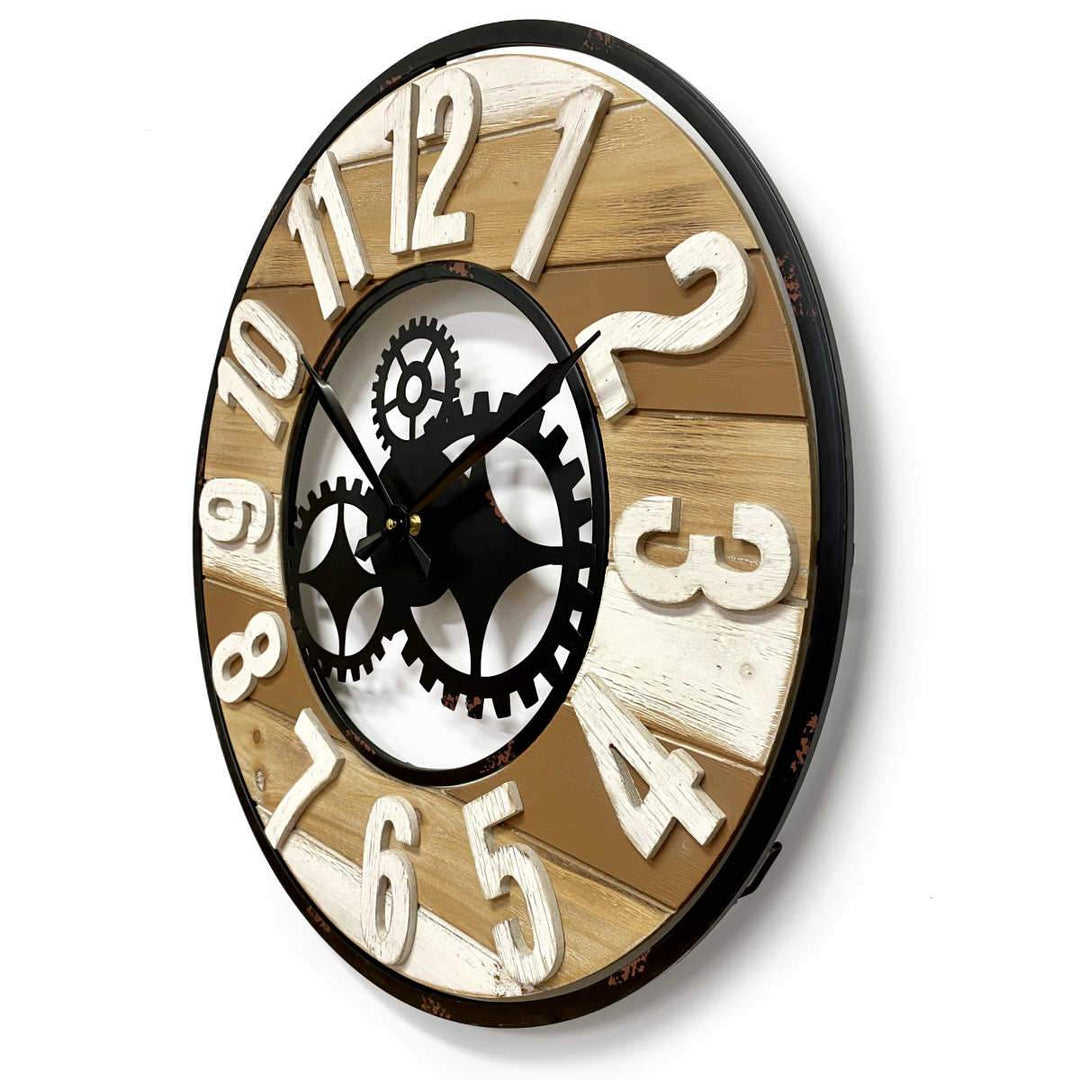 Victory Harlow Metal and Wood Panels Gears Wall Clock 60cm CHH-882 2