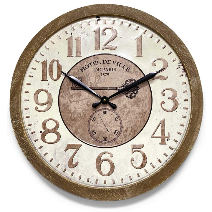Victory Hotel De Ville Stamped Iron Wood Frame Wall Clock 60cm CHH-992 1
