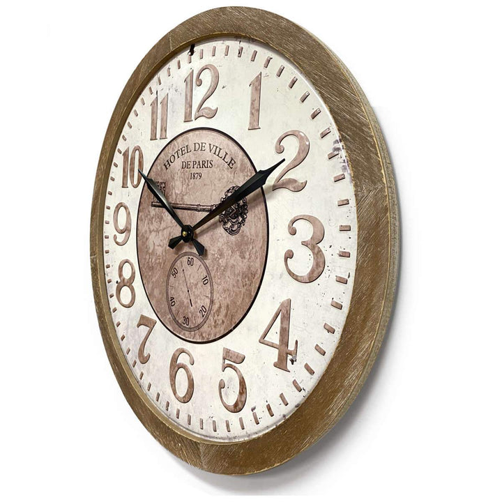 Victory Hotel De Ville Stamped Iron Wood Frame Wall Clock 60cm CHH-992 2