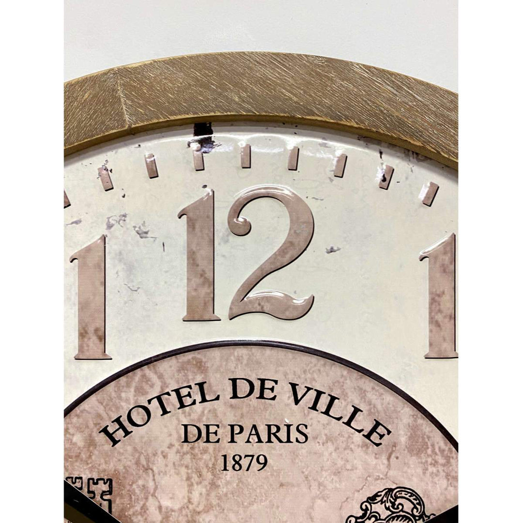 Victory Hotel De Ville Stamped Iron Wood Frame Wall Clock 60cm CHH-992 3