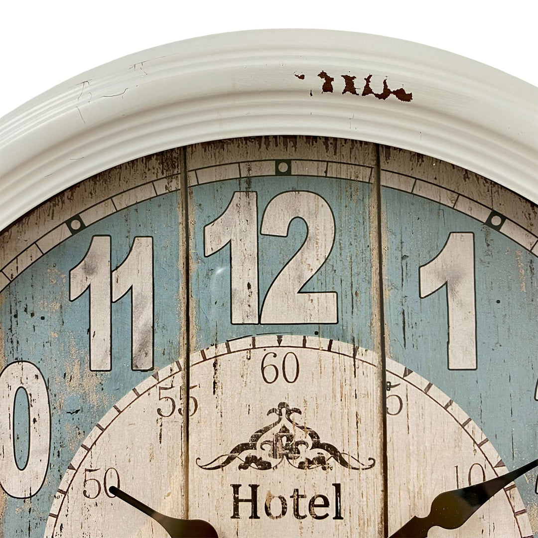 Victory Hotel Les Flots Bleus Vintage Metal Wall Clock White Blue 46cm CHH-553 4