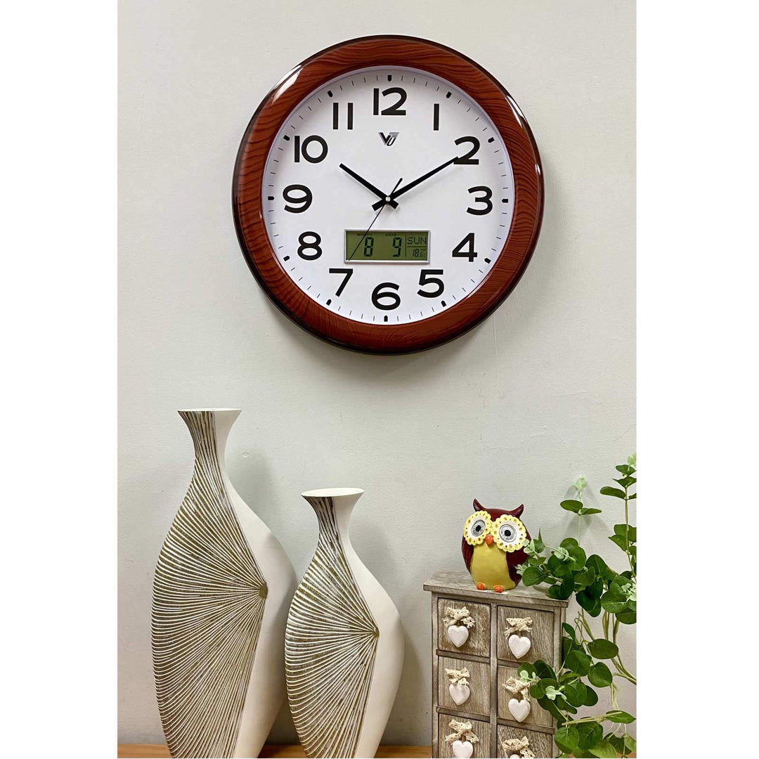 Victory Keane Analogue with Digital Calendar Temp Wall Clock 48cm CCJ-9687 5