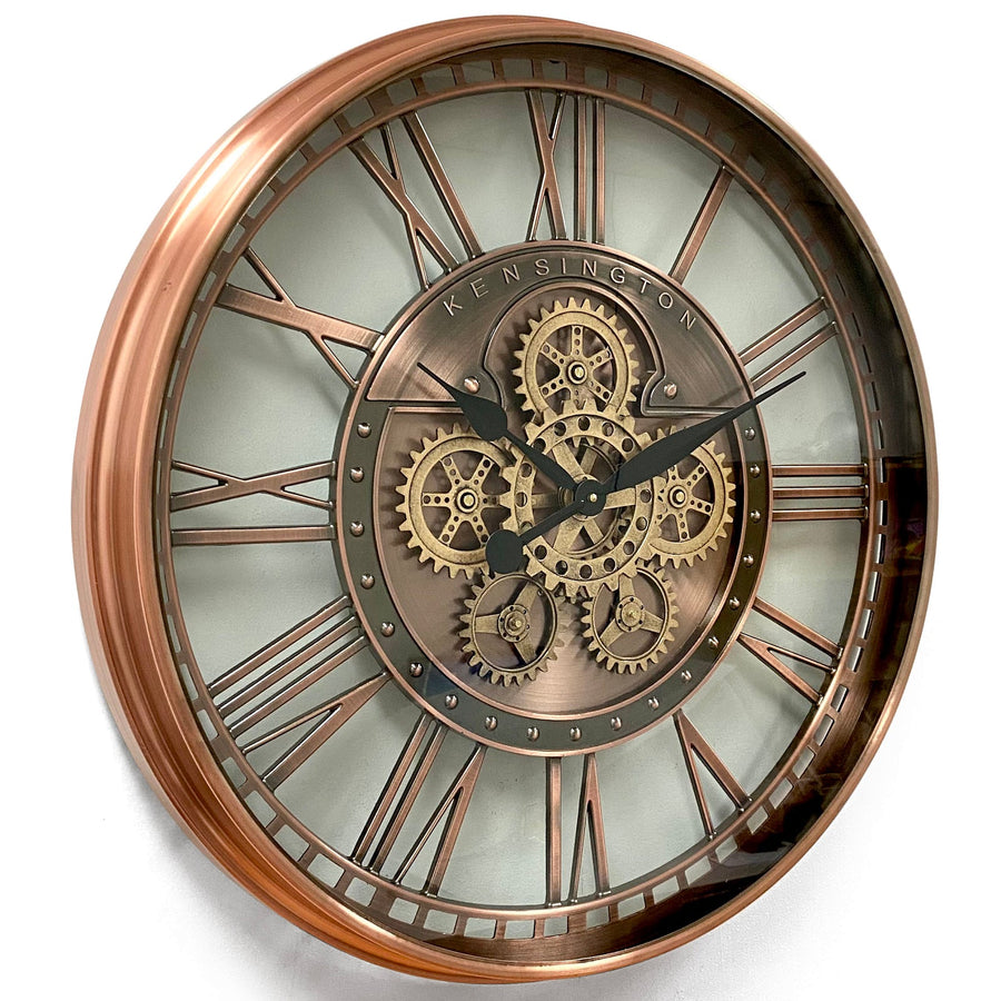 Victory Kensington Industrial Copper Wash Iron Moving Gears Wall Clock 70cm CCM-1755 1