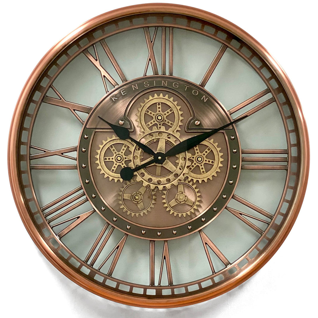 Victory Kensington Industrial Copper Wash Iron Moving Gears Wall Clock 70cm CCM-1755 4