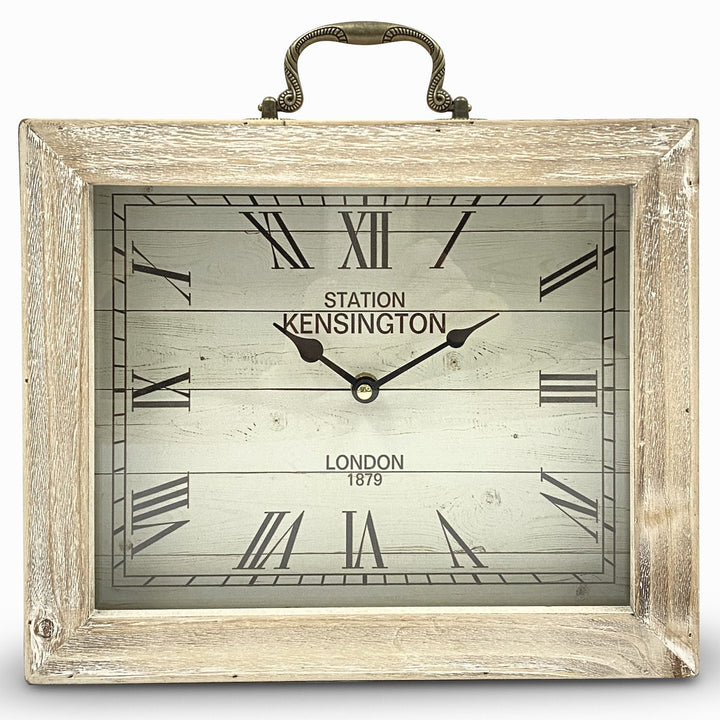 Victory Kensington Station Thick Rectangular Timber Frame Desk Clock 31cm THH-818 1