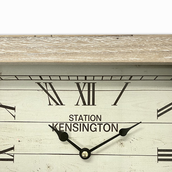 Victory Kensington Station Thick Rectangular Timber Frame Desk Clock 31cm THH-818 6