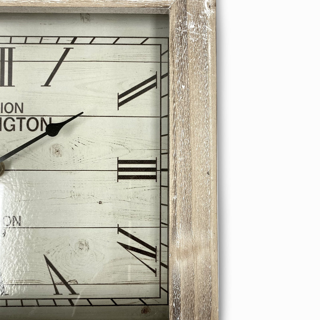 Victory Kensington Station Thick Rectangular Timber Frame Desk Clock 31cm THH-818 9