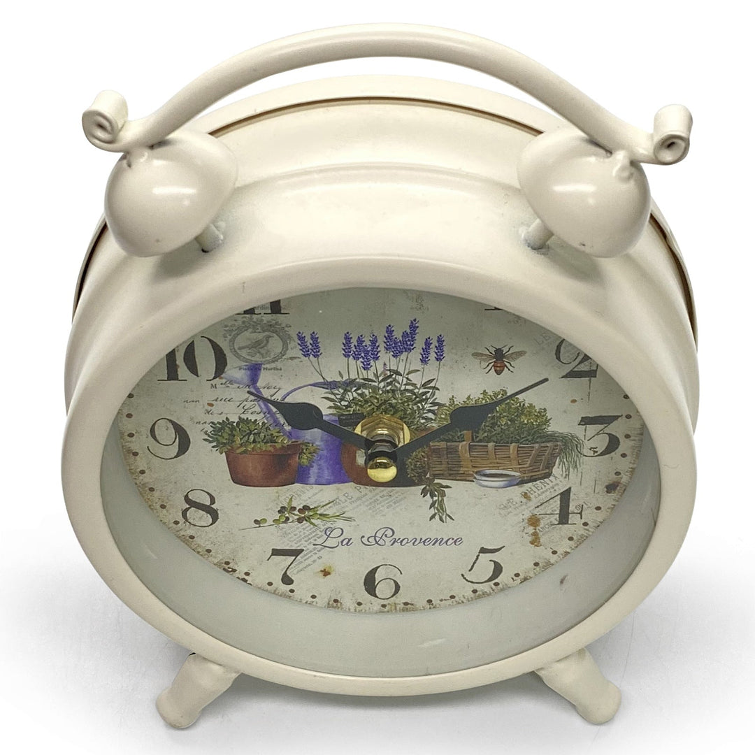 Victory La Provence Faux Twin Bell Metal Vintage Desk Clock Off White 21cm THH-77 4