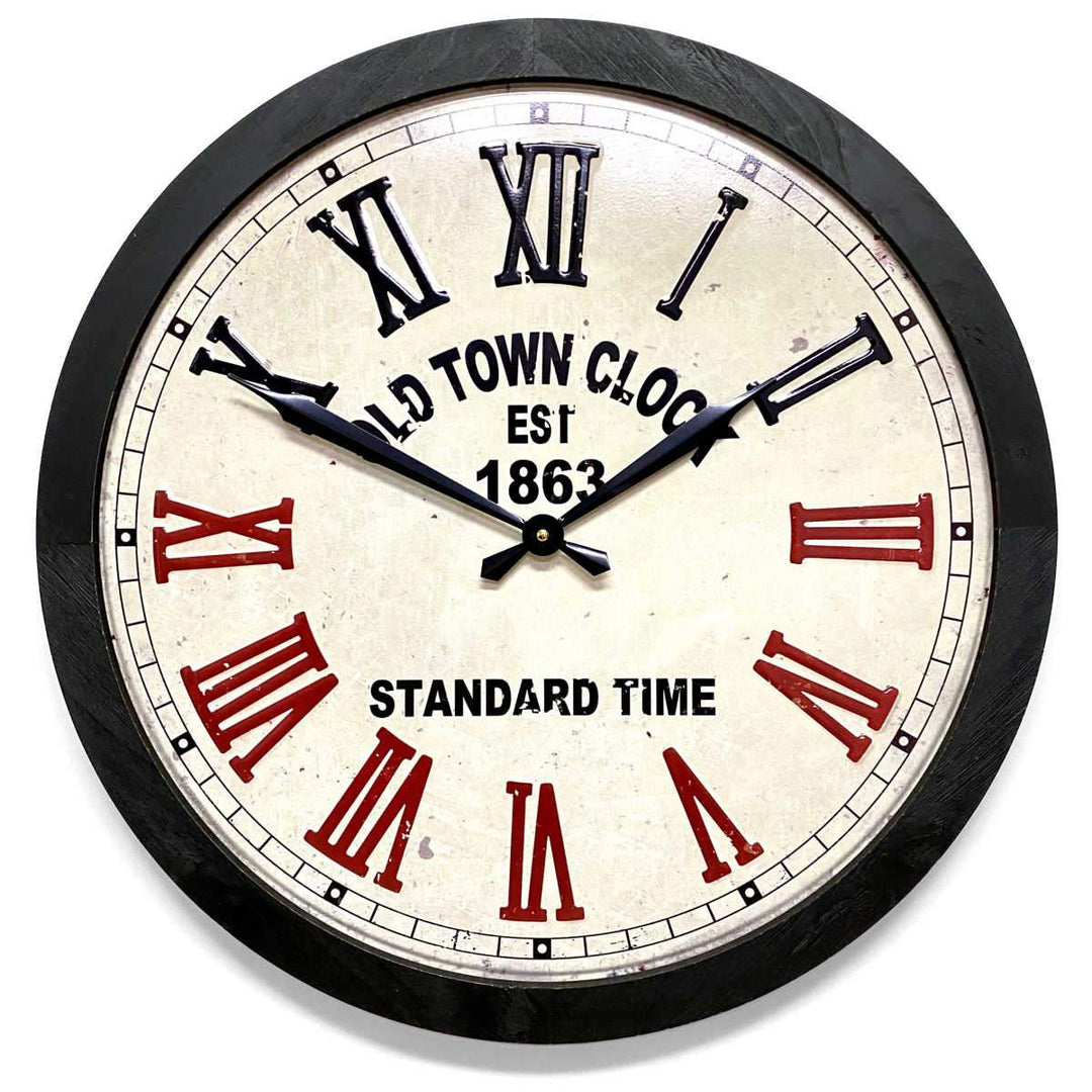 Victory Old Town Stamped Iron Wood Frame Roman Wall Clock 60cm CHH-991 1